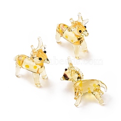 Home Decorations, Handmade Lampwork Display Decorations, Sika Deer, Goldenrod, 28~32x13~17x30~36mm(LAMP-J084-31)