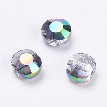 Imitation Austrian Crystal Beads, Grade AAA, Faceted, Flat Round, Colorful, 6x3.5mm, Hole: 0.7~0.9mm