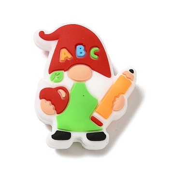 Gnome Food Grade Eco-Friendly Silicone Focal Beads, Silicone Teething Beads, Lime, 29.5x23.5x8.5mm, Hole: 2.5mm