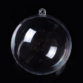 Openable Transparent Plastic Pendants, Fillable Plastic Bauble Christmas Ornament, Round, Clear, 8.9x8cm, Hole: 4mm, Inner Size: 7.8cm