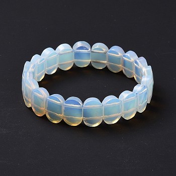 Opalite Oval Beaded Stretch Bracelet, Gemstone Jewelry for Women, Inner Diameter: 2-1/8 inch(5.4~5.5cm)