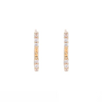 Brass Micro Pave Clear Cubic Zirconia Stud Earring Findings, for Half Drilled Beads, Nickel Free, Open Rectangle, Real 18K Gold Plated, 17x1.5mm, Pin: 0.6mm, pin: 0.6mm(for half drilled beads)