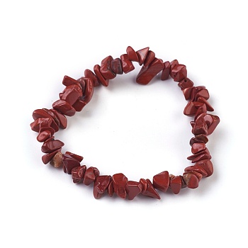 Natural Red Jasper Beads Stretch Bracelets, with Korean Elastic Crystal Thread, 2 inch~2-1/8 inch(5.2~5.3cm)