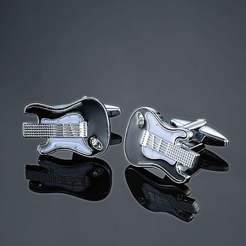 Brass Musical Instruments Cufflinks, for Apparel Accessories, Platinum, 10mm