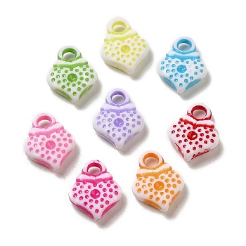 Opaque Acrylic Pendants, Craft Style, Heart, Mixed Color, 20x15x4.5mm, Hole: 3.6mm, 757pcs/500g
