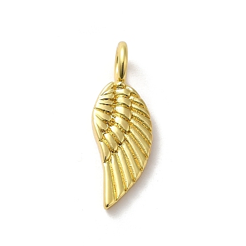 Brass Pendants, with Jump Ring, Real 14K Gold Plated, Wing, 21x7x2mm, Hole: 3mm