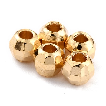 Brass Spacer Beads, Long-Lasting Plated, Faceted Round, Real 24K Gold Plated, 3.5mm, Hole: 1.5mm