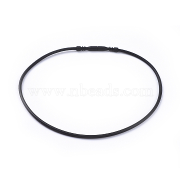 Rubber Cord Necklace Making, Black, Size: about 44cm long, Wire Cord: 3mm in diameter.(X-RCOR-440L-6)