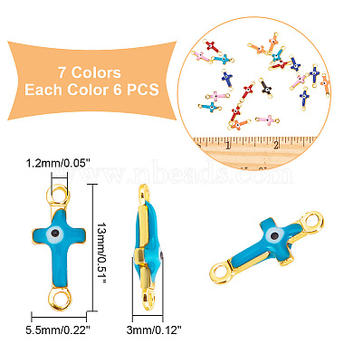 Ahadermaker 42Stk. 7 Farben Messing-Emaille-Verbindungsanhänger(KK-GA0001-51)-2