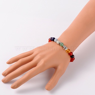 Stretch Buddhist Jewelry Multi-Color Gemstone Chakra Bracelets(BJEW-JB01690-05)-4