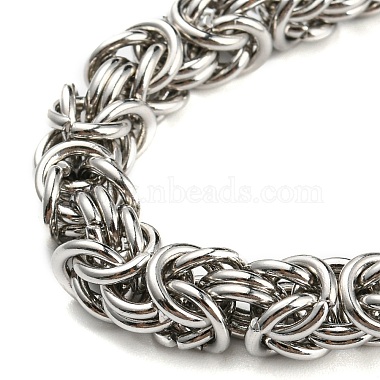 304 Stainless Steel Byzantine Chain Necklace with 316L Surgical Stainless Steel  Skull Clasps(NJEW-D046-03AS)-2