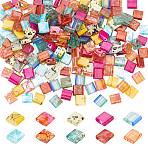 200Pcs 10 Colors 2-Hole Glass Seed Beads, Opaque Spray Painted, Rectangle, Mixed Color, 5x4.5~5x2~2.5mm, Hole: 0.5~0.8mm, 20pcs/color(SEED-HY0001-26A)