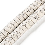 Imitation Bodhi Glazed Porcelain Beads Strands, Glossy Ceramic Beads, Dise, Snow, 8~8.5x5~6mm, Hole: 1.4mm, about 83pcs/strand, 14.57''(37cm)(PORC-H011-02)