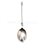 201 Stainless Steel Tableware, Beadable Flatware, with Alloy Findings, Spork, Stainless Steel Color, 285x59x15mm(FIND-G060-04F)
