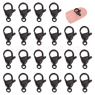 40Pcs 304 Stainless Steel Lobster Claw Clasps, Black, 12x7x3.5mm, Hole: 1mm(STAS-UN0050-15)