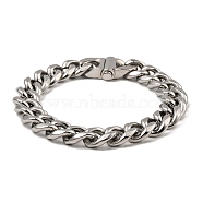 304 Stainless Steel Cuban Link Chain Bracelet, Stainless Steel Color, 9 inch(22.8cm)(NJEW-D050-02F-P)