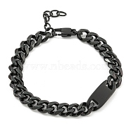 304 Stainless Steel Cuban Link Chain Oval Link Bracelets for Women, Black, 7-1/2 inch(19cm)(BJEW-G717-17EB)