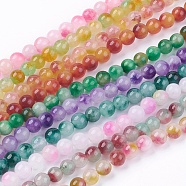 Two Tone Natural Jade Bead Strands, Dyed, Round, Mixed Color, 6mm, Hole: 1mm, about 62pcs/strand, 15.7 inch(G-R165-6mm-M1)