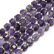 Natural Amethyst Jade Beads Strands, Faceted, Cube, 6.5~7.5x6.5~7.5x6.5~7.5mm, Hole: 1.2mm, about 43~44pcs/strand, 15.35''~15.55''(39~39.5cm)(G-I376-D27-01)