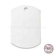 925 Sterling Silver Blank Pendants, Oval Rectangle Charms, Silver, 30x20x1.2mm, Hole: 1.2mm(STER-G034-01S)