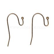 Antique Bronze Brass Hook Ear Wire, Lead Free & Cadmium Free & Nickel Free, about 11mm wide, 22mm long, 0.75mm thick(X-J0JQN-NFAB)