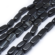 Natural Banded Agate/Striped Agate Beads Strands, Dyed & Heated, Cuboid, Black, 11x5~5.5x5~5.5mm, Hole: 1mm, about 35~36pcs/strand, 15.3 inch~15.7 inch(39~40cm)(G-I245-29B)