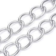 Aluminum Curb Chains, Twist Link Chains, Unwelded, Silver, 45x34x6mm(CHA-N003-01S)