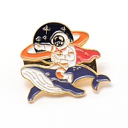 Astronaut & Whale Cartoon Enamel Pin, Zinc Alloy Enamel Brooch for Jacket Backpack Hat Pant Accessories, Colorful, 25.5x28x9.5mm(JEWB-TAC0002-37)