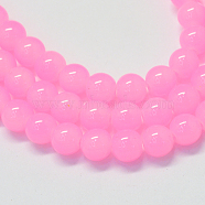 Baking Painted Imitation Jade Glass Round Bead Strands, Pearl Pink, 4.5~5mm, Hole: 1mm, about 200~210pcs/strand, 31.4 inch(DGLA-Q021-4mm-45)