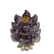 9-Tailed Fox Amethyst Display Decorations, Gems Crystal Ornament, Resin Home Decorations, 60x45x60mm(DJEW-PW0014-06N)