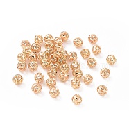 Brass Hollow Beads, Long-Lasting Plated, Round, Golden, 5mm(KK-E046-04B-G)
