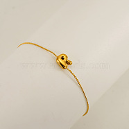 304 Stainless Steel Serpentine Chain Bracelets, Chunk Letter Link Bracelets for Women, Real 18K Gold Plated, Letter R, 6.50 inch(16.5cm), letter: 7~8.5x6~10.5mm(BJEW-H608-01G-R)