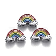 Alloy Enamel Slide Charms, Platinum Plated, Rainbow with Cloud Shape, Rainbow Color, 12.5x18.5x4.5mm, Hole: 8.5x1.5mm(ENAM-L033-001P)