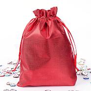 Rectangle Cloth Bags, with Drawstring, Red, 17.5x13cm(X-ABAG-R007-18x13-04)