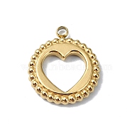 Ion Plating(IP) 304 Stainless Steel Pendants, Real 18K Gold Plated, Flat Round Charm, Heart, 16x13x2mm, Hole: 1.8mm(STAS-B058-13G-03)