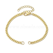 Brass Curb Chain Bracelet Making, with Jump Rings and Lobster Claw Clasps, Golden, 6-3/8 inch(16.3cm)(AJEW-JB01218)