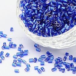 11/0 Two Cut Glass Seed Beads, Hexagon, Silver Lined Round Hole, Dark Blue, Size: about 2.2mm in diameter, about 37500pcs/Pound(CSDB28)