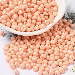 6/0 Opaque Baking Paint Glass Seed Beads, Teardrop, PeachPuff, 4.5~5x4x3~3.5mm, Hole: 0.9mm, about 5625Pcs/Pound(SEED-M012-02A-18)