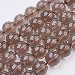 Natural Smoky Quartz Beads Strands, Round, 6mm, Hole: 0.8mm; about 31pcs/strand, 8 inch(G-C076-6mm-4)