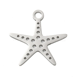 Non-Tarnish 304 Stainless Steel Pendants, Laser Cut, Star Charm, Stainless Steel Color, 24x24x1mm, Hole: 3mm(STAS-B056-21P)