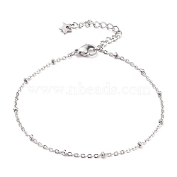 304 Stainless Steel Cable Chain, Satellite Chain Bracelets, with Rondelle Beads and Lobster Claw Clasps, Stainless Steel Color, 7-1/4 inch(18.5cm)(X-BJEW-JB05632-01)