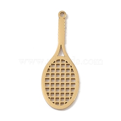 304 Stainless Steel Pendants, Laser Cut, Tennis Racket Charm, Golden, 28x10x1mm, Hole: 1mm(STAS-B062-02G)