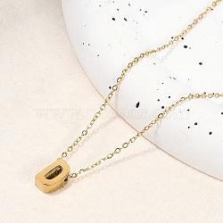 Ion Plating(IP) 304 Stainless Steel Pendant Necklaces, Real 18K Gold Plated, Letter, Letter D, 15.94 inch(40.5cm)~16.14 inch(41cm)+54mm extender, Letters: 10x6x4mm.(NJEW-R050-01G-04)