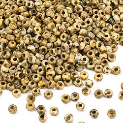 MIYUKI Round Rocailles Beads, Japanese Seed Beads, (RR4512) Opaque Yellow Picasso, 6/0, 4mm, Hole: 1.5mm, about 120pcs/10g(X-SEED-G010-RR4512)