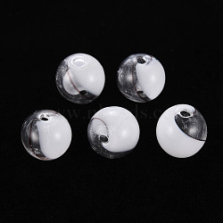 Transparent Handmade Blown Glass Globe Beads, Round, White, 12.5~14mm, Hole: 1~2mm(GLAA-T012-33A-05)