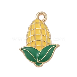 Thanksgiving Day Alloy Enamel Pendants, Golden, Corn, 21.5x15.5x2.5mm, Hole: 2mm(FIND-Z064-03J)