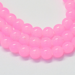 Baking Painted Imitation Jade Glass Round Bead Strands, Pearl Pink, 4.5~5mm, Hole: 1mm, about 210pcs/strand, 31.4 inch(DGLA-Q021-4mm-45)