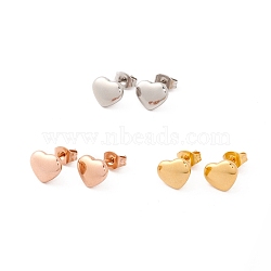 6 Pairs 304 Stainless Steel Heart Stud Earrings for Women, Mixed Color, 7x9mm, Pin: 1mm(EJEW-A067-21)
