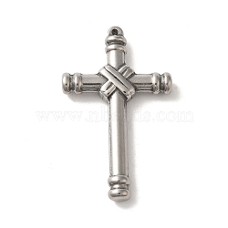 304 Stainless Steel Pendants, Cross Charm, Religion, Stainless Steel Color, 50x30x6.5mm, Hole: 1.6mm(STAS-C087-01A-P)