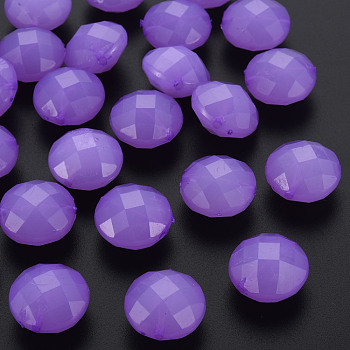 Imitation Jelly Acrylic Beads, Faceted, Flat Round, Dark Orchid, 18.5x12.5mm, Hole: 1.5mm, about 220pcs/500g